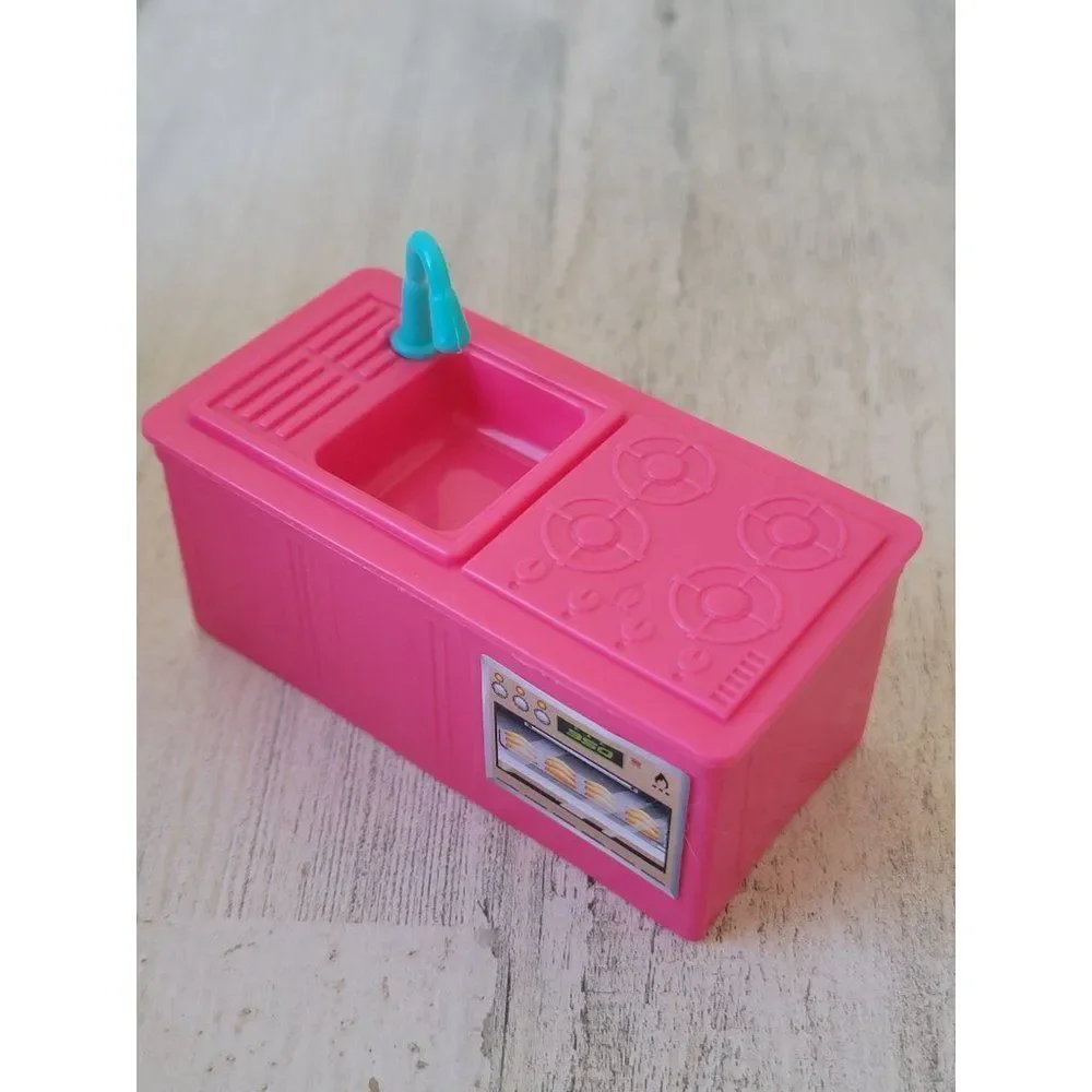 Pink sink oven stove doll‎ accessory toy figure